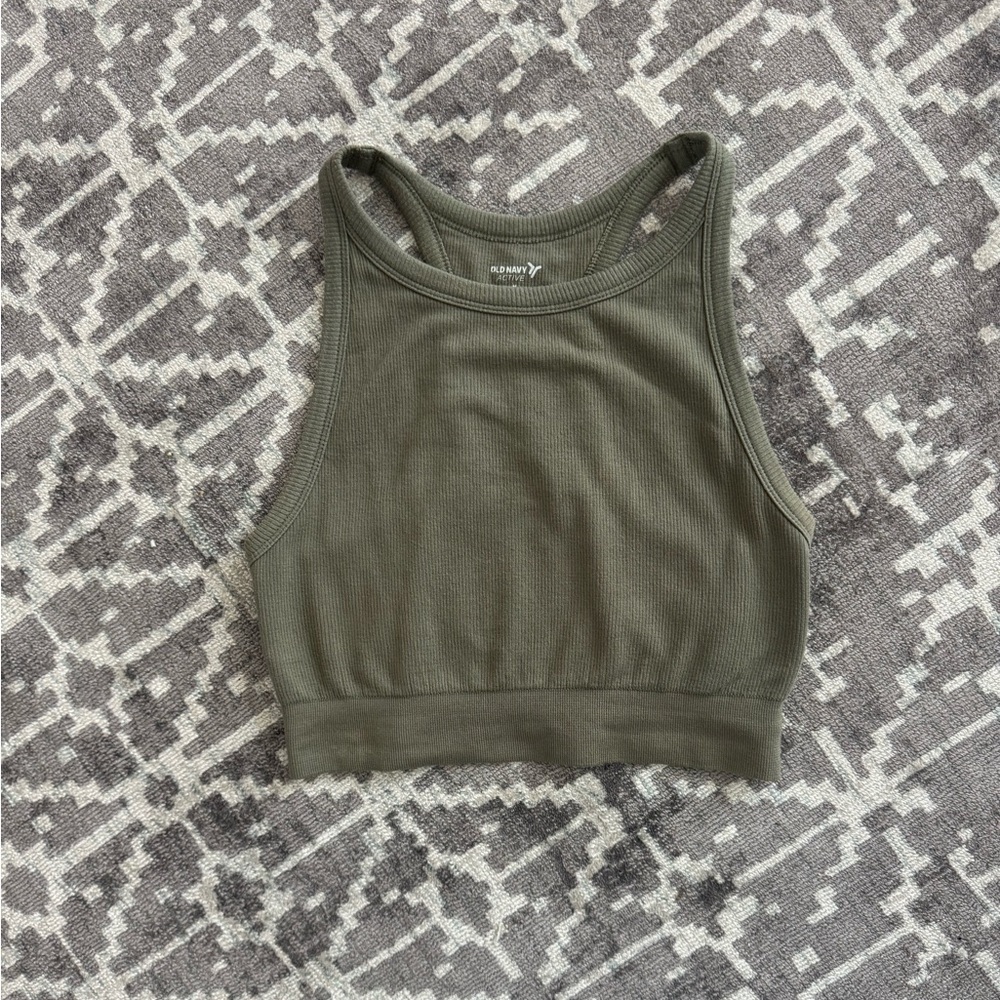 Old Navy Dark Green Ribbed Crop Top